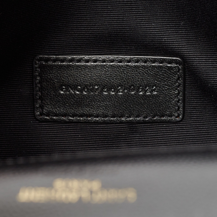 Pre Owned Saint Laurent Black Matelasse Leather Cassandre Wristlet Pouch