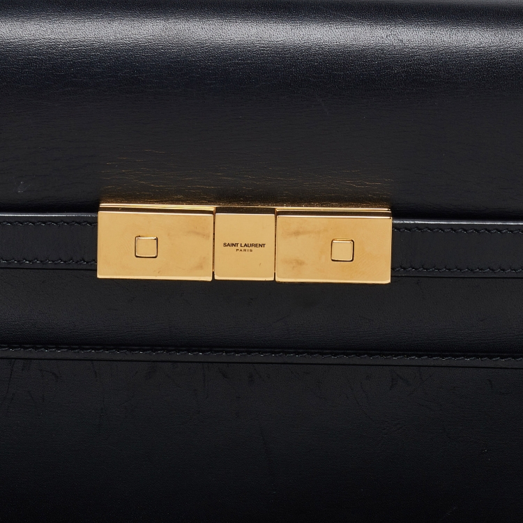 Pre Owned Saint Laurent Black Leather Small Manhattan Shoulder Bag