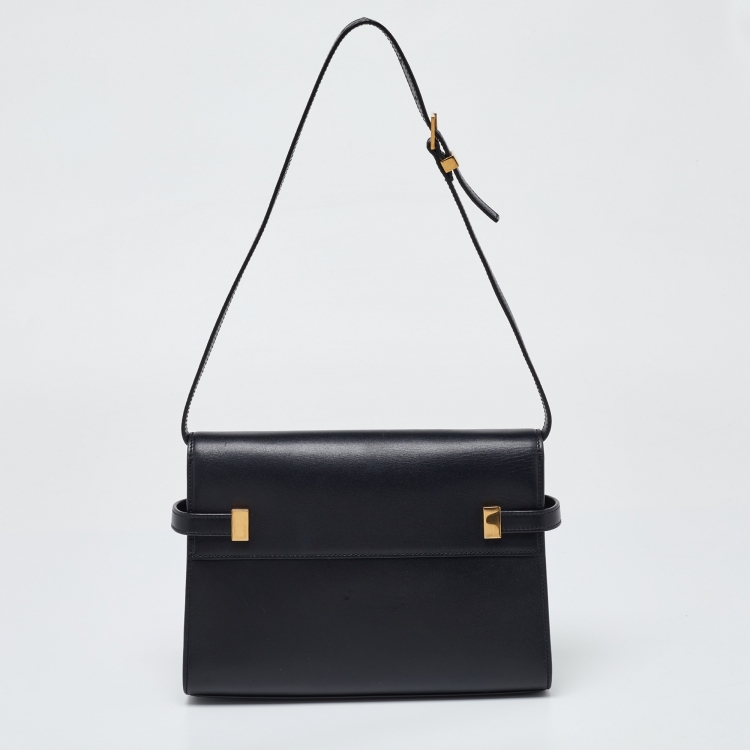 Pre Owned Saint Laurent Black Leather Small Manhattan Shoulder Bag
