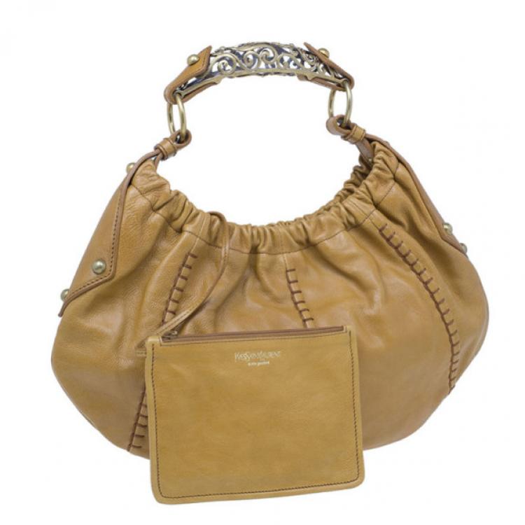 Pre Owned Saint Laurent Paris Beige Leather Hobo