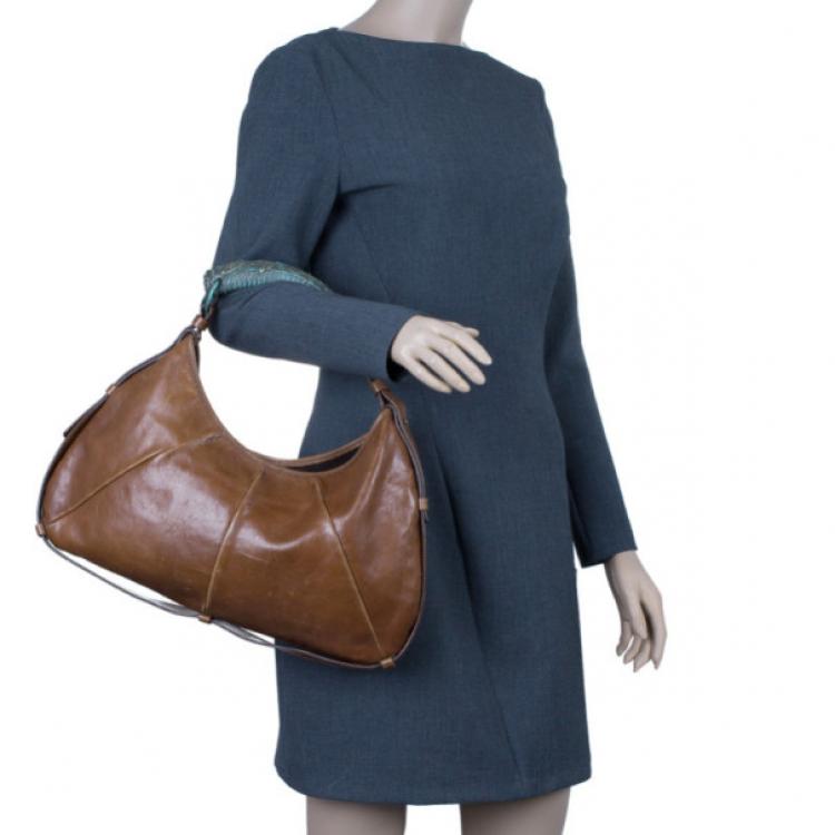 Pre Owned Saint Laurent Paris Brown Leather Small Mombasa Hobo