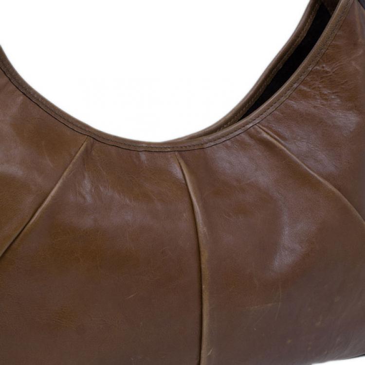 Pre Owned Saint Laurent Paris Brown Leather Small Mombasa Hobo