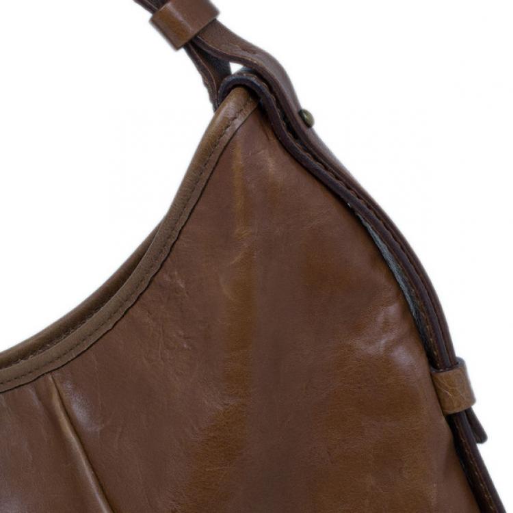 Pre Owned Saint Laurent Paris Brown Leather Small Mombasa Hobo