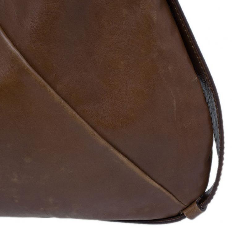 Pre Owned Saint Laurent Paris Brown Leather Small Mombasa Hobo