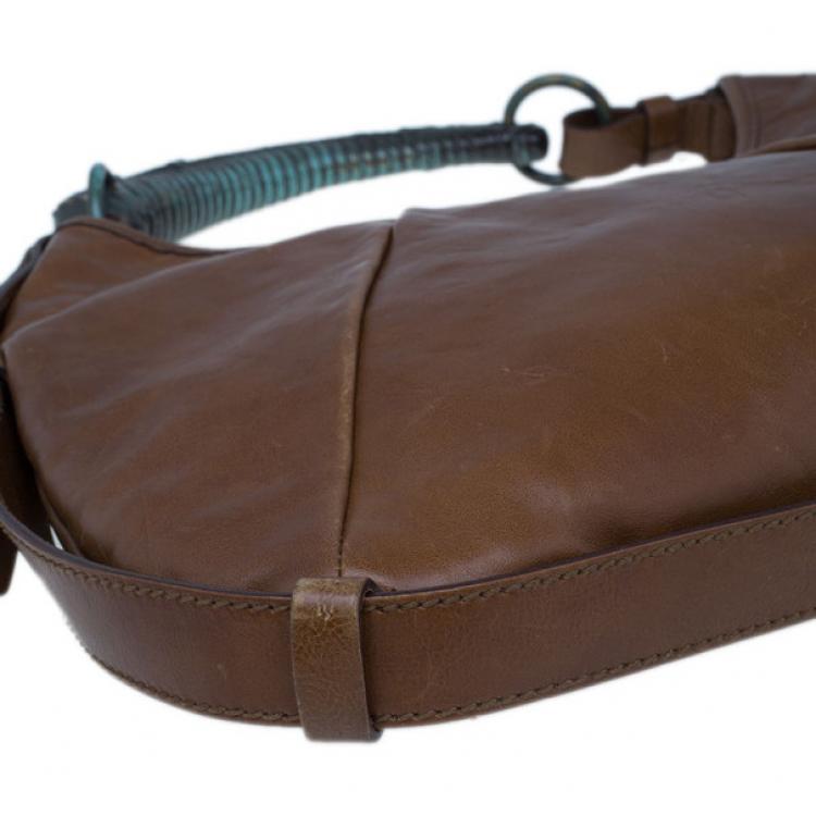 Pre Owned Saint Laurent Paris Brown Leather Small Mombasa Hobo