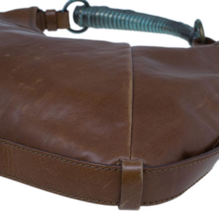 Pre Owned Saint Laurent Paris Brown Leather Small Mombasa Hobo