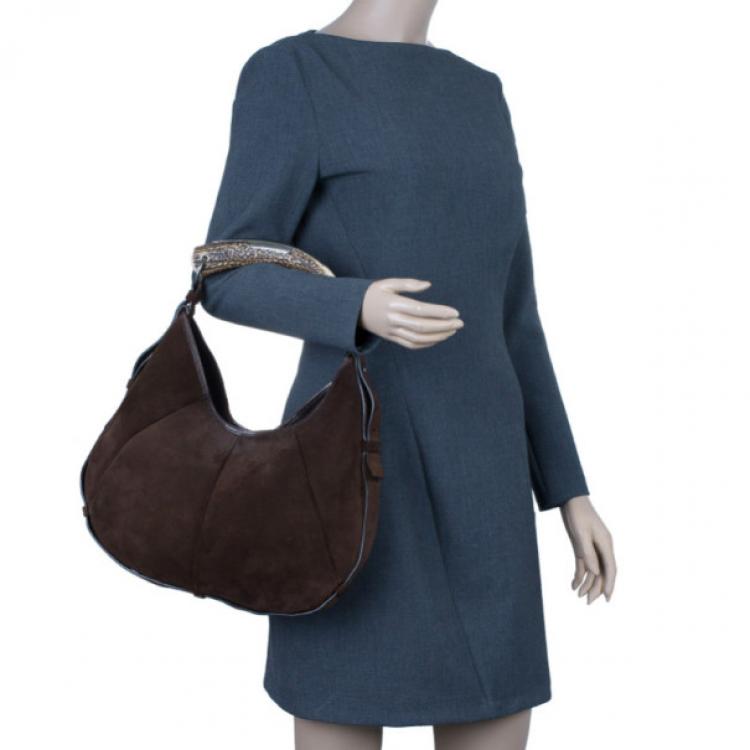 مملوكة مسبقًا Saint Laurent Paris Brown Suede Small Mombasa Hobo