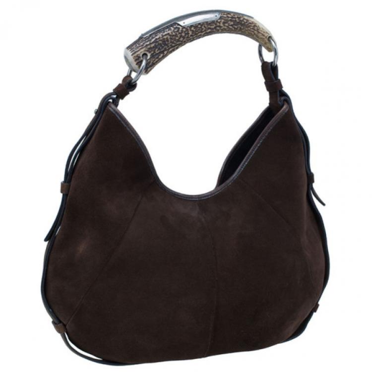 مملوكة مسبقًا Saint Laurent Paris Brown Suede Small Mombasa Hobo