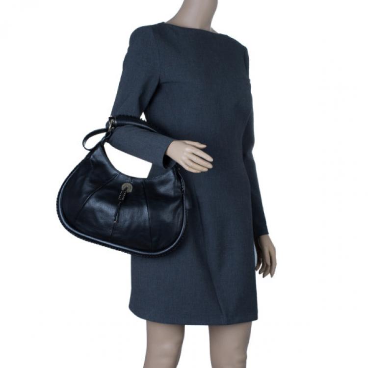 Pre Owned Saint Laurent Paris Black Leather Small Mombasa Hobo