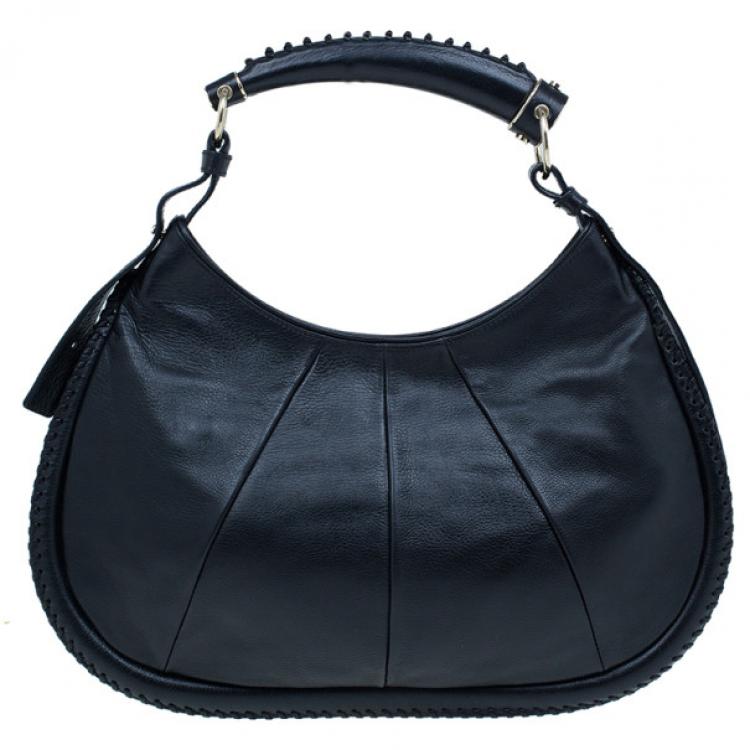 Pre Owned Saint Laurent Paris Black Leather Small Mombasa Hobo