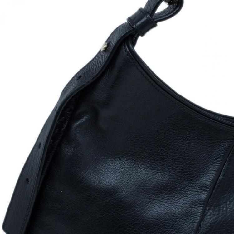 Pre Owned Saint Laurent Paris Black Leather Small Mombasa Hobo