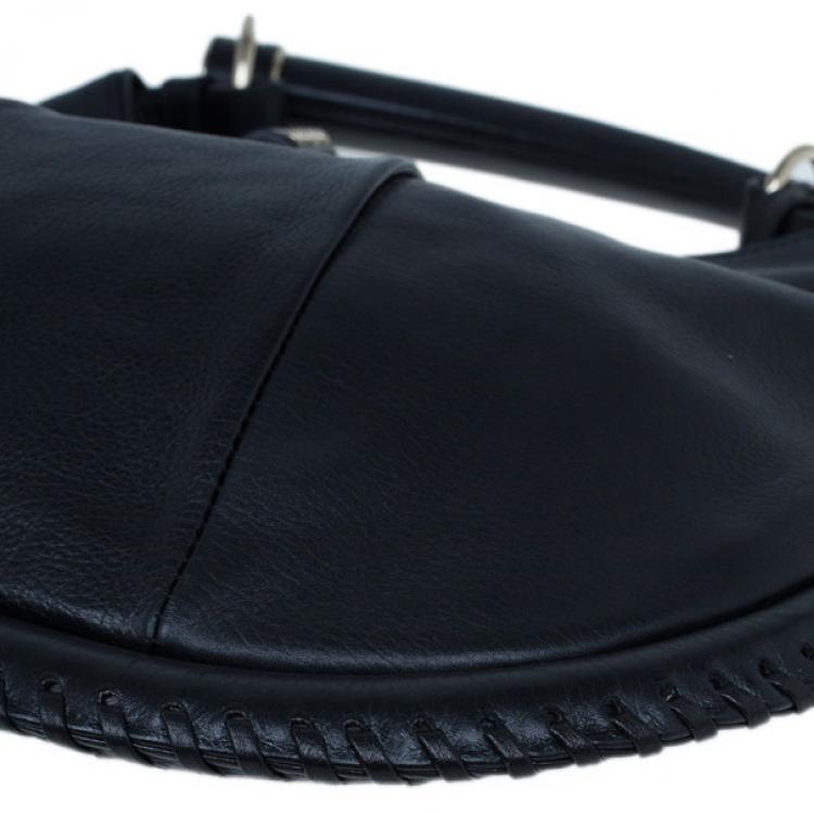 Pre Owned Saint Laurent Paris Black Leather Small Mombasa Hobo
