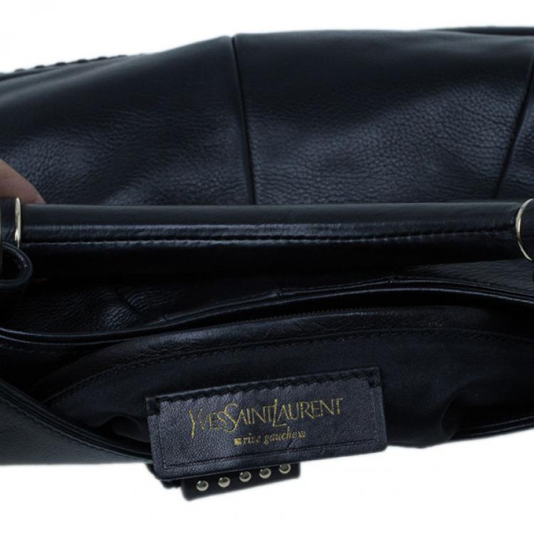 Pre Owned Saint Laurent Paris Black Leather Small Mombasa Hobo