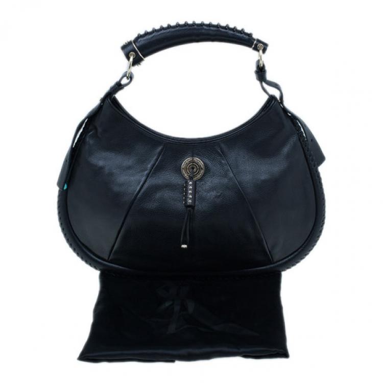 Pre Owned Saint Laurent Paris Black Leather Small Mombasa Hobo