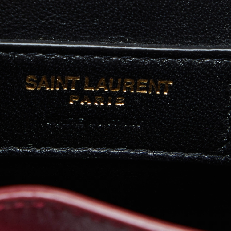 Pre Owned Saint Laurent Burgundy Leather Small Talitha Bucket Bag
