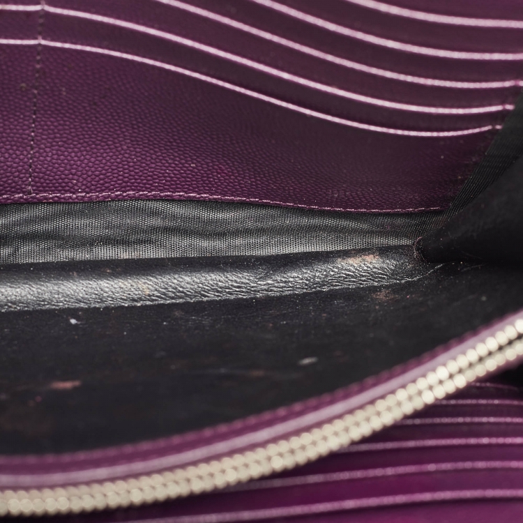 مملوكة مسبقًا Saint Laurent Purple Matelassé Leather Monogram Envelope Wallet on Chain