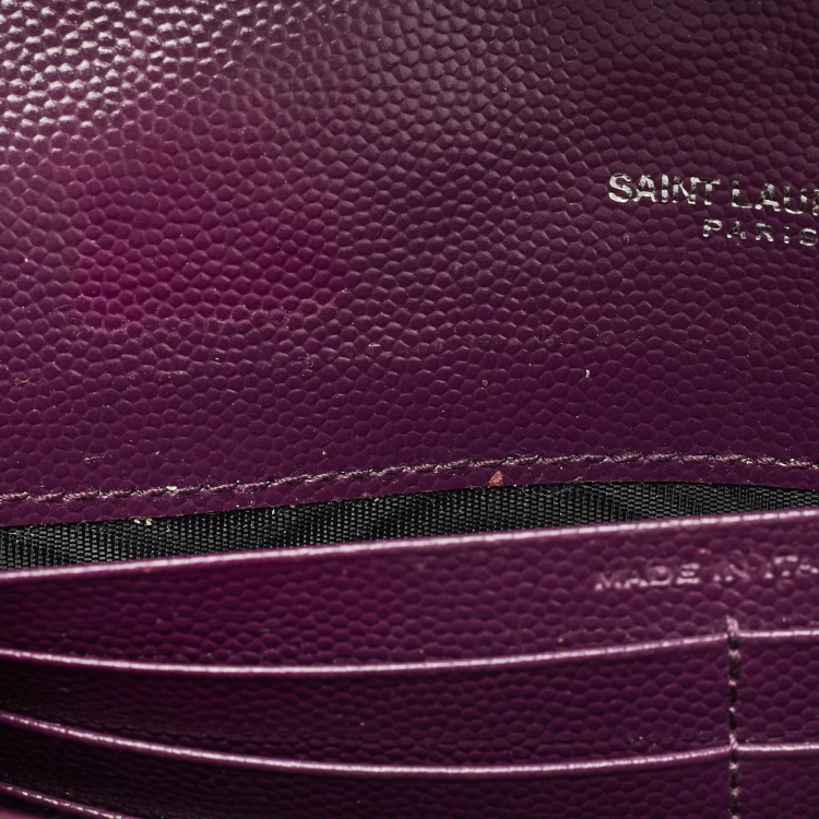 مملوكة مسبقًا Saint Laurent Purple Matelassé Leather Monogram Envelope Wallet on Chain