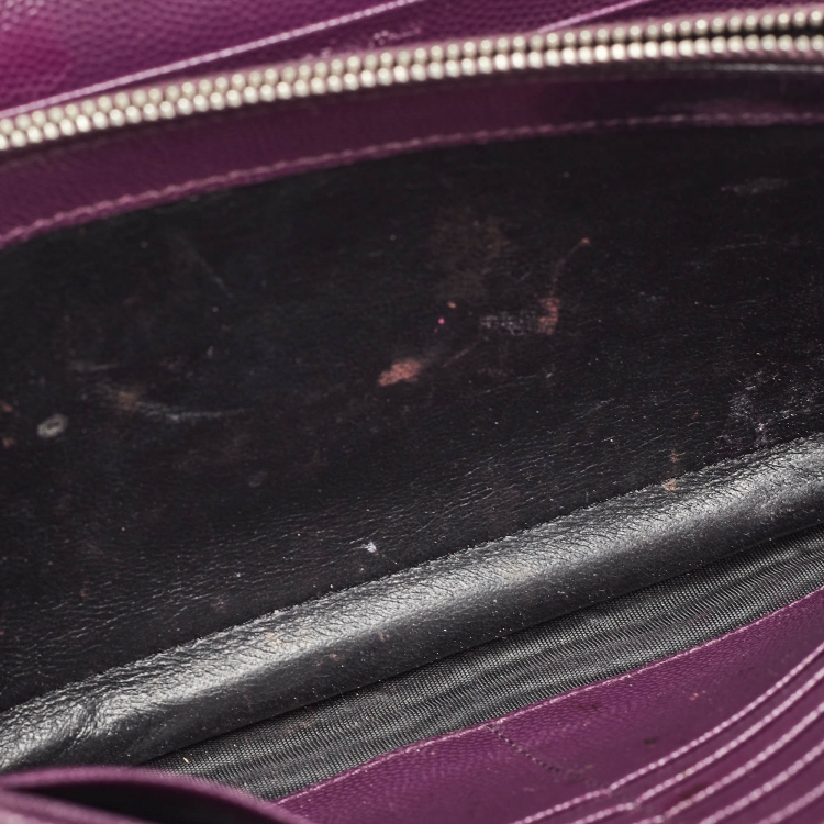 مملوكة مسبقًا Saint Laurent Purple Matelassé Leather Monogram Envelope Wallet on Chain