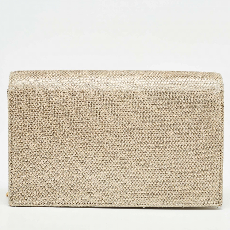 Pre Owned Saint Laurent  Gold Glitter Kate Tassel Wallet On Chain