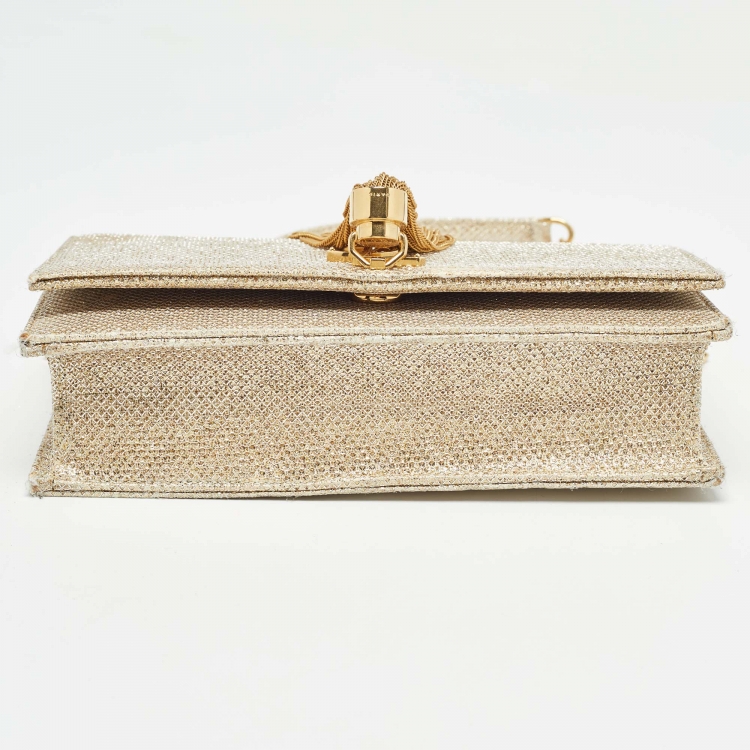 Pre Owned Saint Laurent  Gold Glitter Kate Tassel Wallet On Chain
