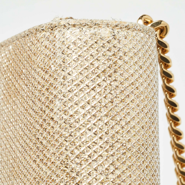 Pre Owned Saint Laurent  Gold Glitter Kate Tassel Wallet On Chain