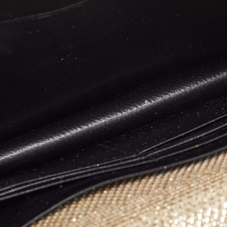 Pre Owned Saint Laurent  Gold Glitter Kate Tassel Wallet On Chain