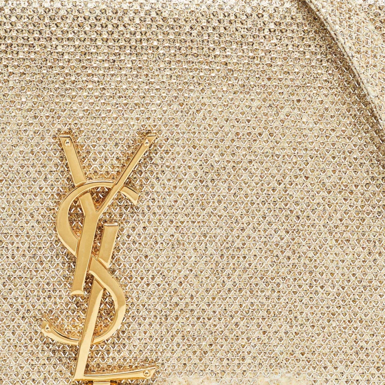 Pre Owned Saint Laurent  Gold Glitter Kate Tassel Wallet On Chain