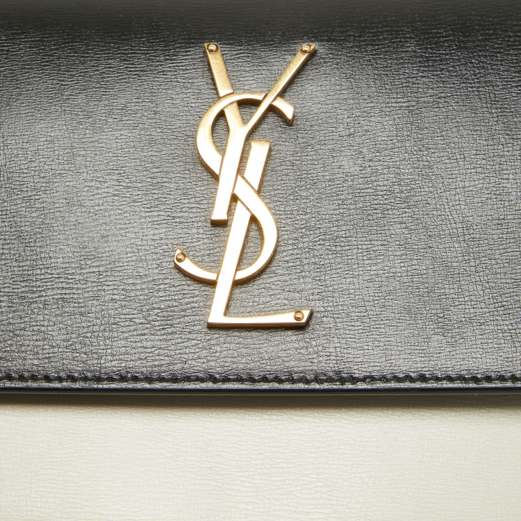Pre Owned Saint Laurent Black/White Leather Medium Sunset Top Handle Bag