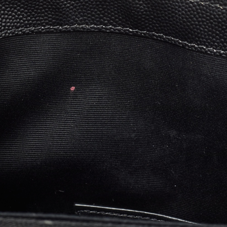 Pre Owned Saint Laurent Black Matelassé Leather Cassandre Wristlet Pouch