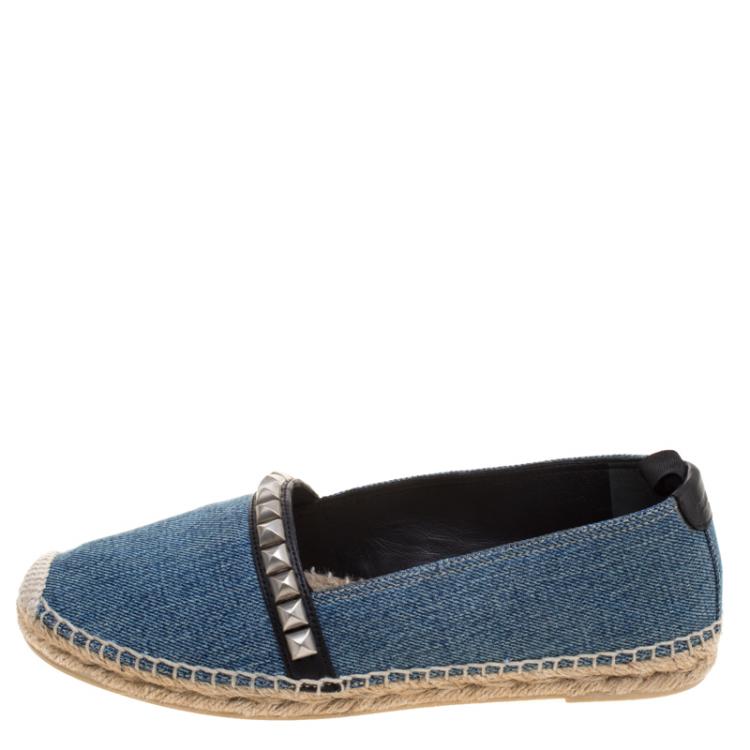Pre Owned Saint Laurent Paris Studded Denim Espadrilles Size 37