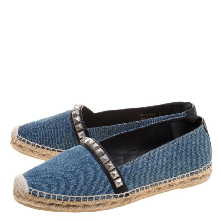 Pre Owned Saint Laurent Paris Studded Denim Espadrilles Size 37