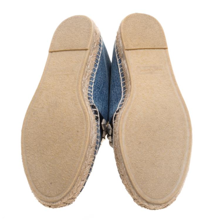 Pre Owned Saint Laurent Paris Studded Denim Espadrilles Size 37