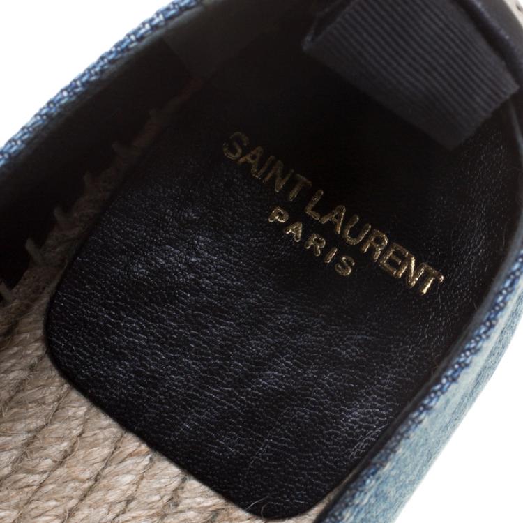 Pre Owned Saint Laurent Paris Studded Denim Espadrilles Size 37