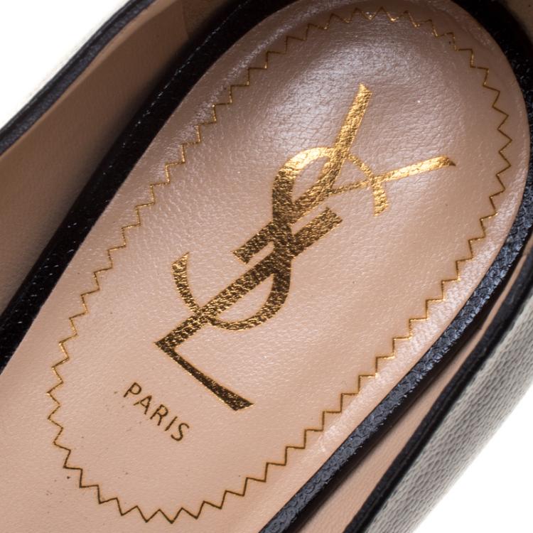 مملوكة مسبقًا Saint Laurent Paris Black Leather Tribtoo Platform Pumps Size 41.5