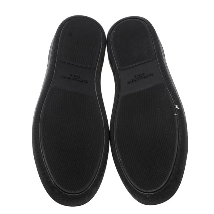 Pre Owned Saint Laurent Paris Black Leather Studded Sneakers Size 38