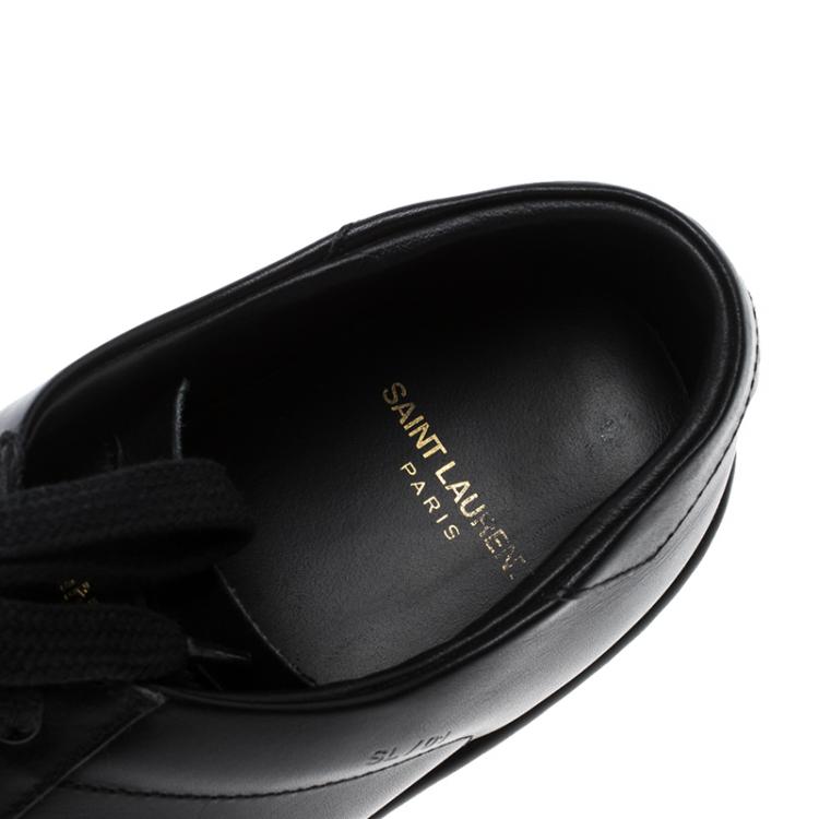 Pre Owned Saint Laurent Paris Black Leather Studded Sneakers Size 38
