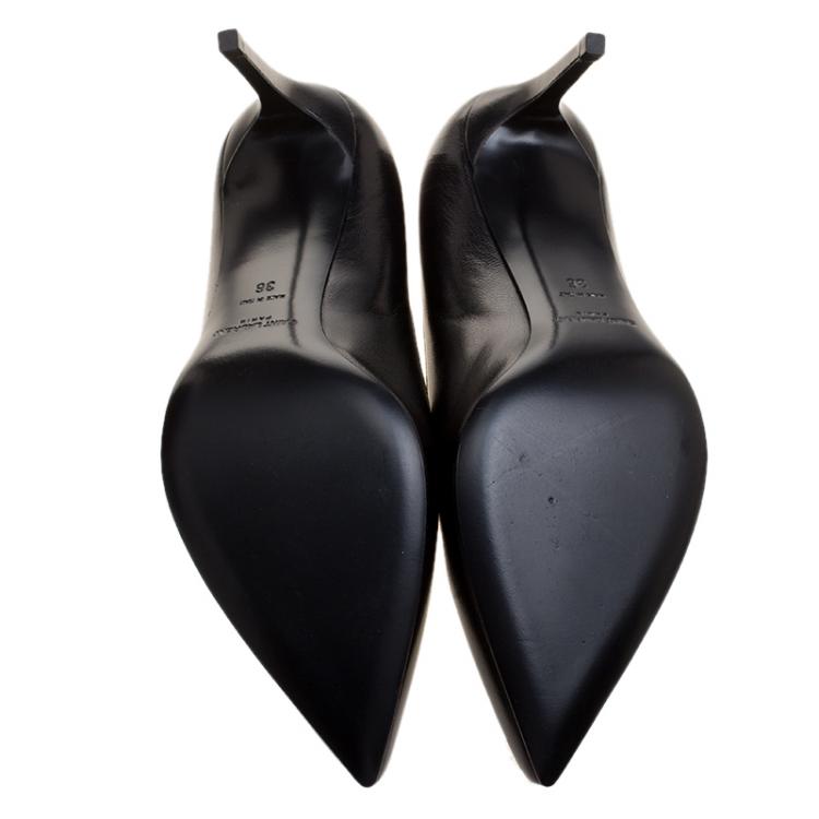 مملوكة مسبقًا Saint Laurent Paris Black Leather Classic Pointed Toe Pumps Size 36