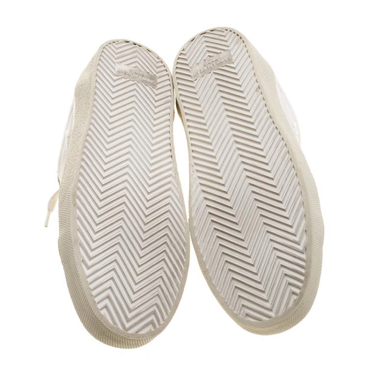 Pre Owned Saint Laurent Paris Off White Canvas Court Low Top Sneakers Size 39