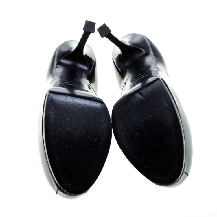 Pre Owned Saint Laurent Paris Black Patent Leather Tribtoo Platform Pumps Size 41