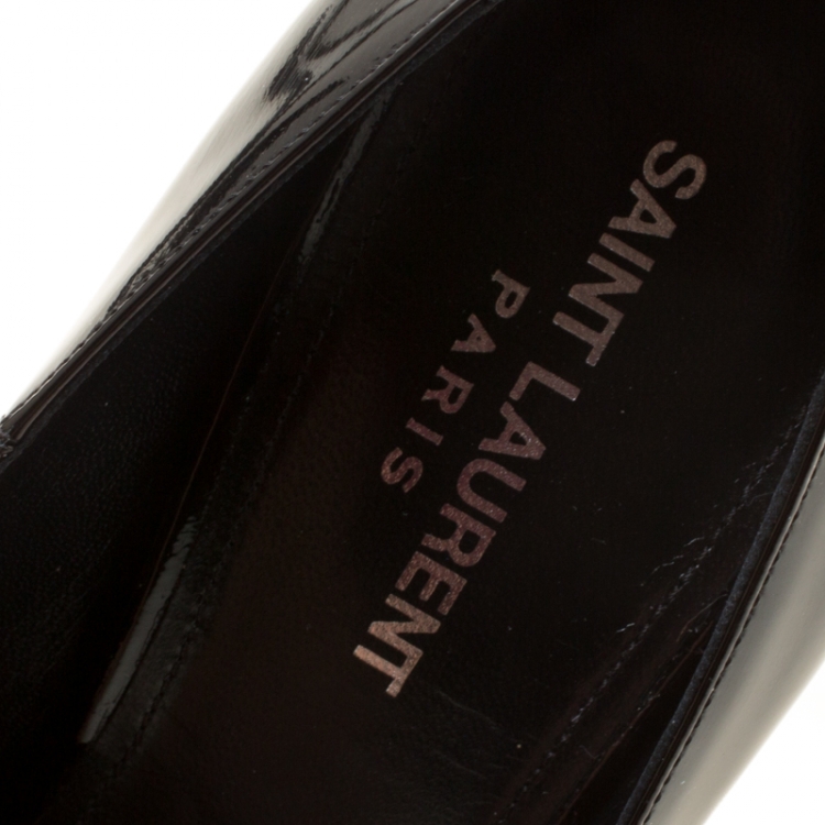 Pre Owned Saint Laurent Paris Black Patent Leather Opyum Pointed Toe Pumps Size 38.5