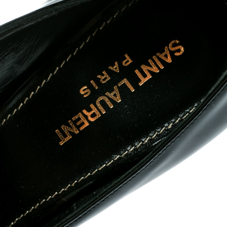 Pre Owned Saint Laurent Paris Black Patent Leather Opyum Pointed Toe Pumps Size 38