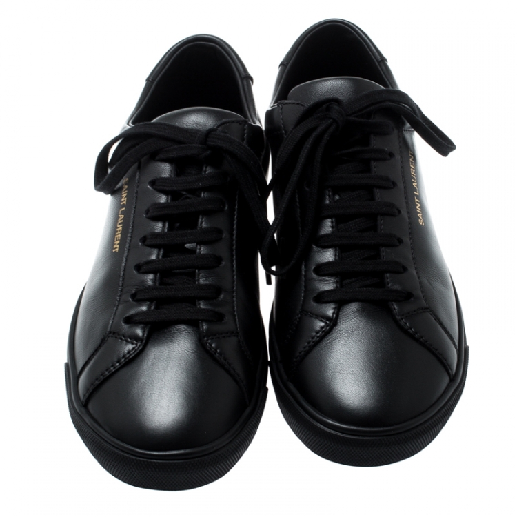 Pre Owned Saint Laurent Paris Black Leather Andy Low Top Sneakers Size 39