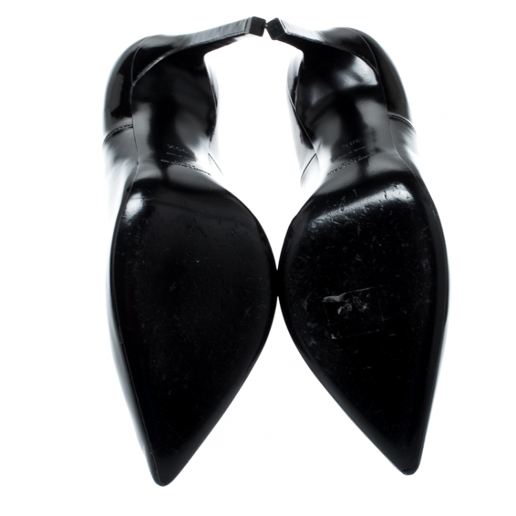 Pre Owned Saint Laurent Paris Black Patent Leather Thorn Pointed Toe Pumps Size 39.5