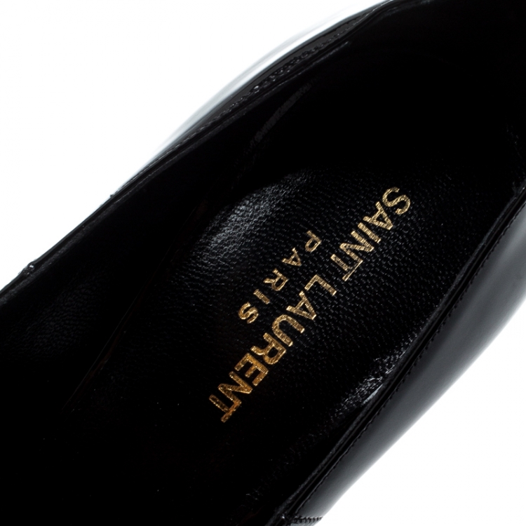 Pre Owned Saint Laurent Paris Black Patent Leather Thorn Pointed Toe Pumps Size 39.5