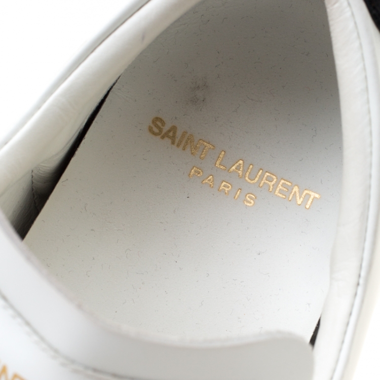 Pre Owned Saint Laurent Paris White Leather Classic Lips Low Top Sneakers Size 36.5