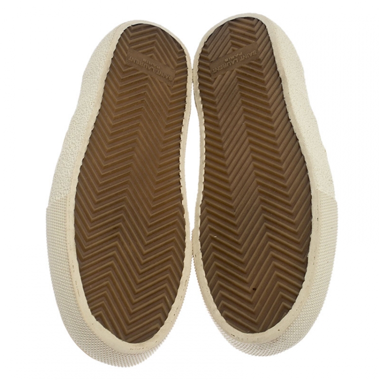 Pre Owned  Saint Laurent Metallic Gold Leather Slip On Loafers Size 36