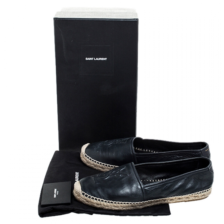 Pre Owned Saint Laurent Paris Blue Leather Flat Espadrilles Size 39