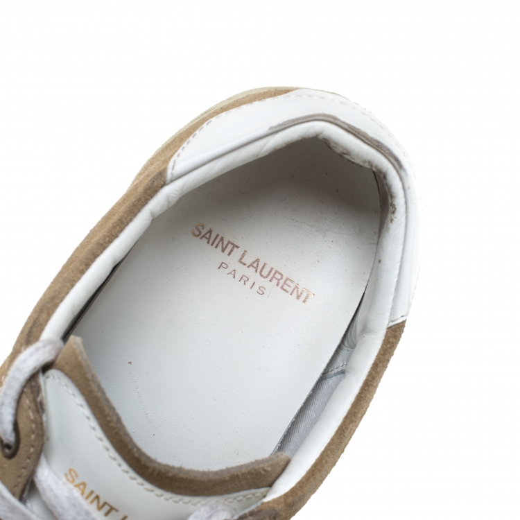 Pre Owned Saint Laurent Paris Beige Suede Court Classic Low Top Sneakers Size 37.5