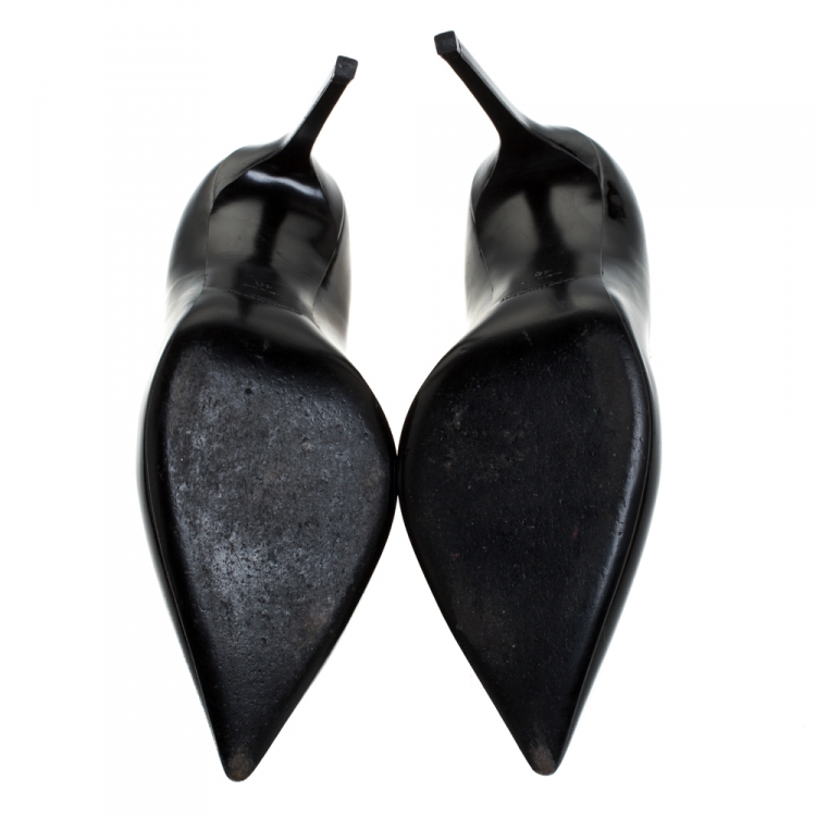Pre Owned Saint Laurent Paris Black Patent Leather Classic Paris Pointed Toe Pumps Size 40