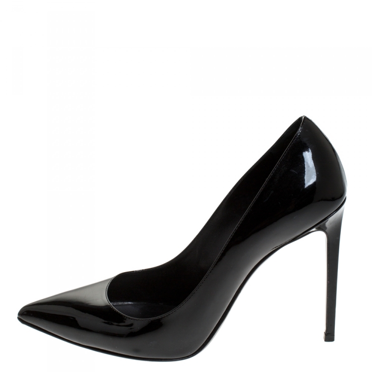 Pre Owned Saint Laurent Paris Black Patent Leather Classic Paris Pointed Toe Pumps Size 40